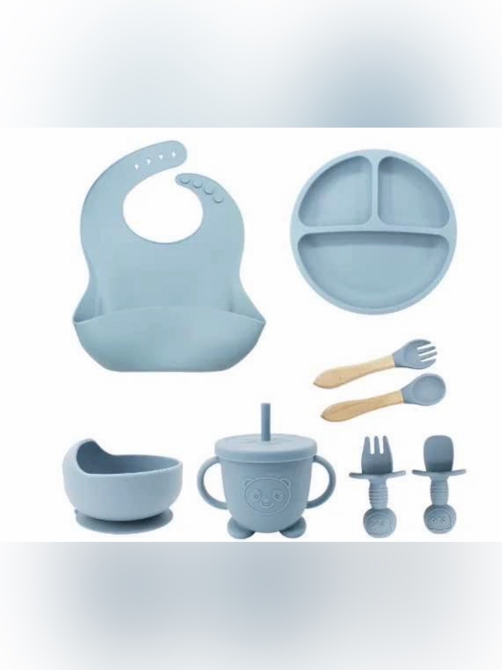 Silicone Baby Feeding Set in Blue, Pink, Grey colors- Complete Kids Accessories